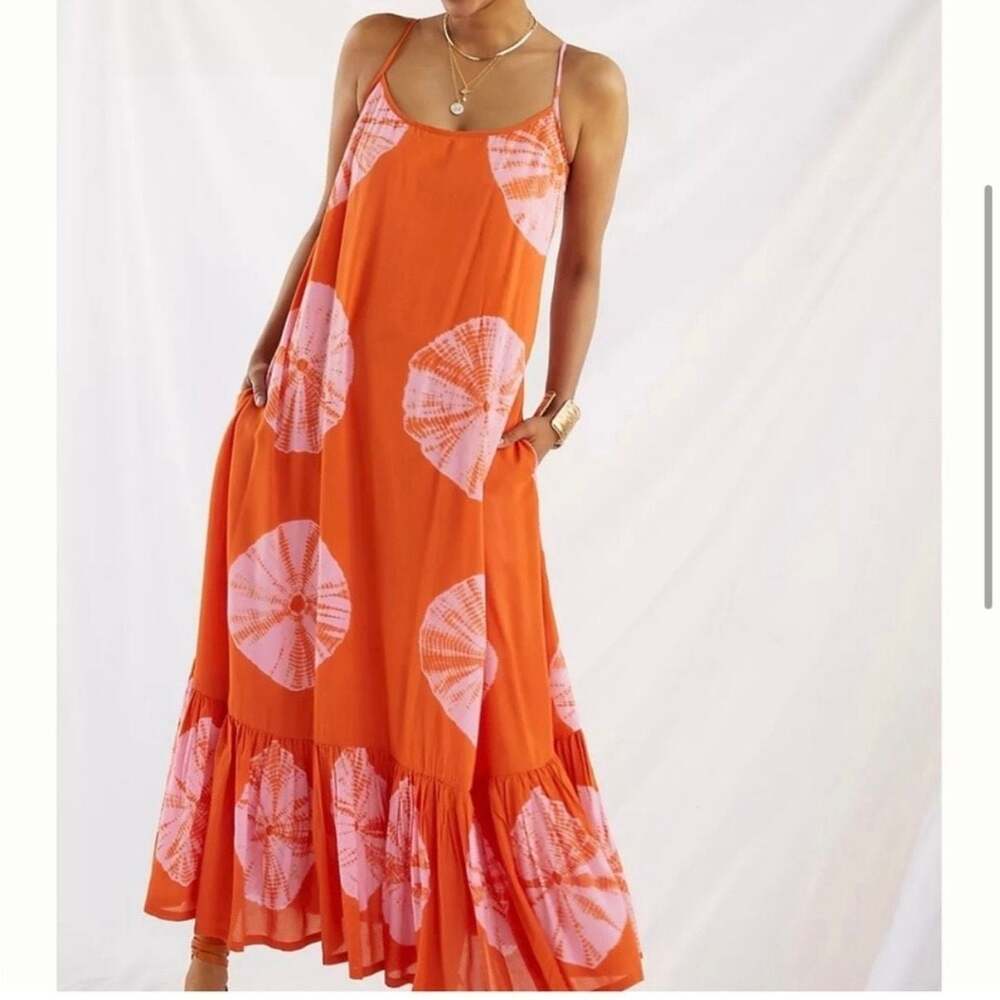 Norblack Norwhite Tie Dye Maxi Dress Modal Cotton Orange XL